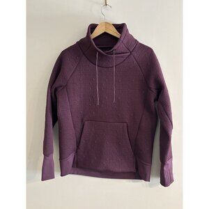 Athleta Jacquard Elevation Geometric purple Quilted Pullover Sweater Womens sz M